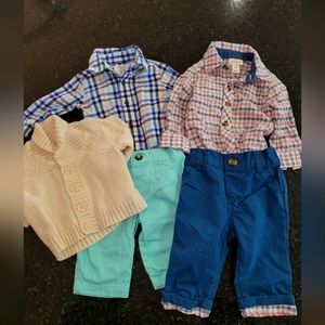 Set of 2 baby boy outfits plus a sweater size 0-3mtha